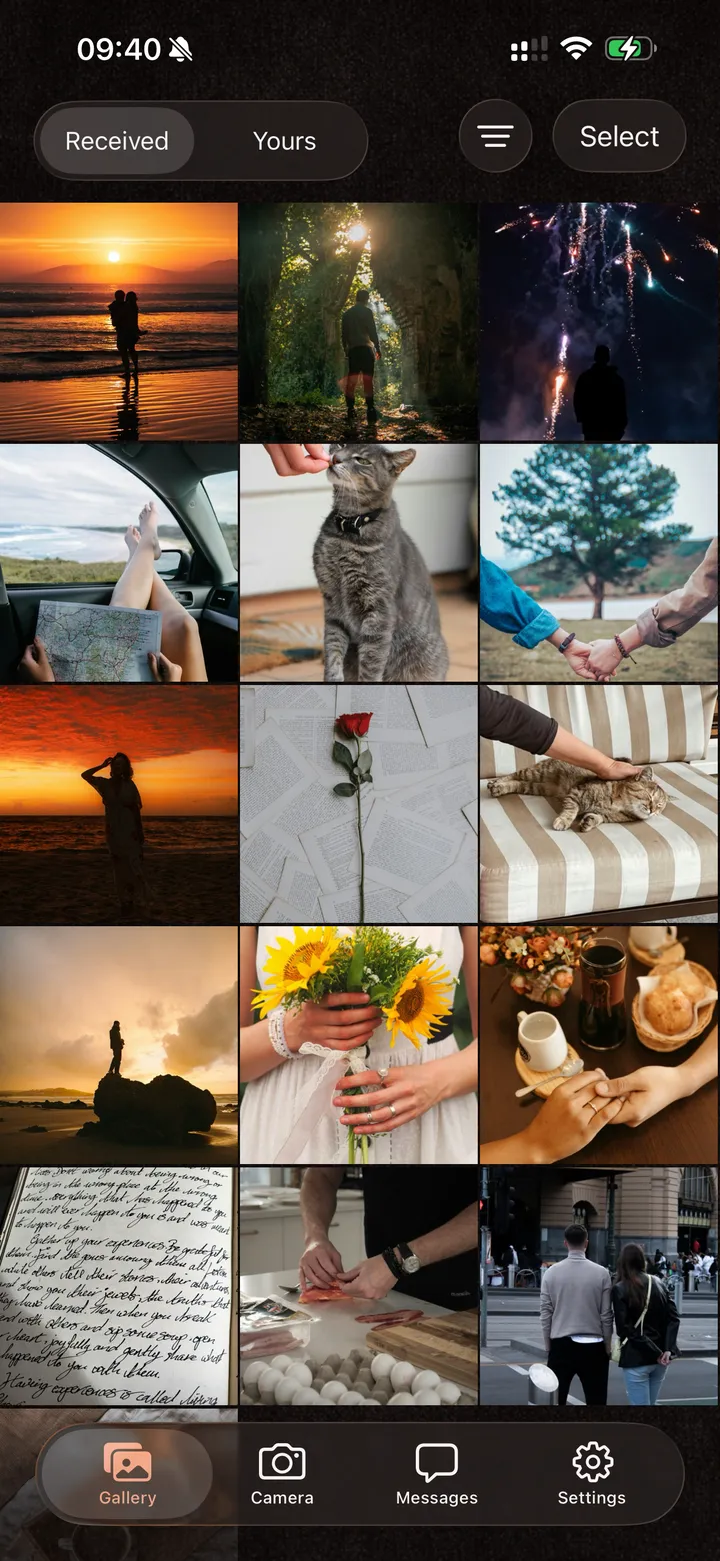 Tucked gallery showing your private photo library